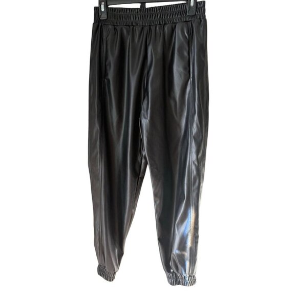 NWT Misa Los Angeles Black Smocked Crop Top & Vegan Leather Joggers Set Size S‎ - Picture 4 of 14